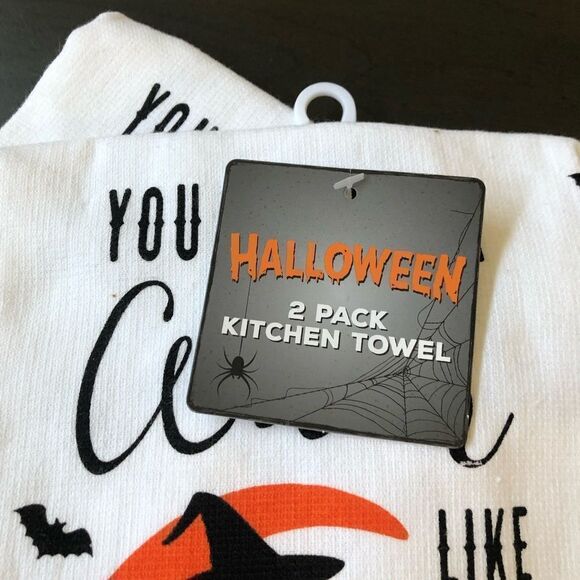 Halloween Flying Witch Kitchen Dish Towels Set - Picture 2 of 2